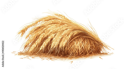 Rustic Large Sheaf of Dry Wheat and Straw Haystack