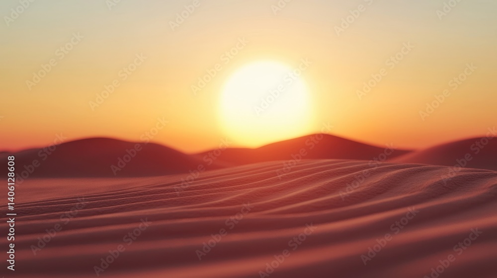 Captivating desert sunrise illuminating rolling sand dunes in a serene landscape, showcasing the beauty of nature at dawn Captivating desert sunrise illuminating rolling sand dunes in a serene landscape, showcasing the beauty of nature at dawn