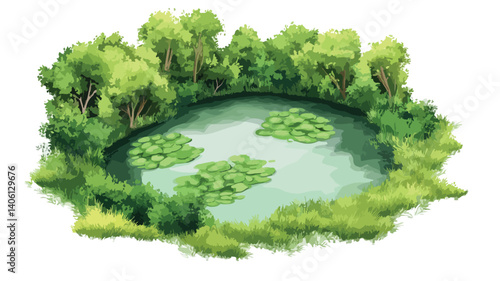 Tranquil Green Lakes Scenery in La Arboleda Surroundings