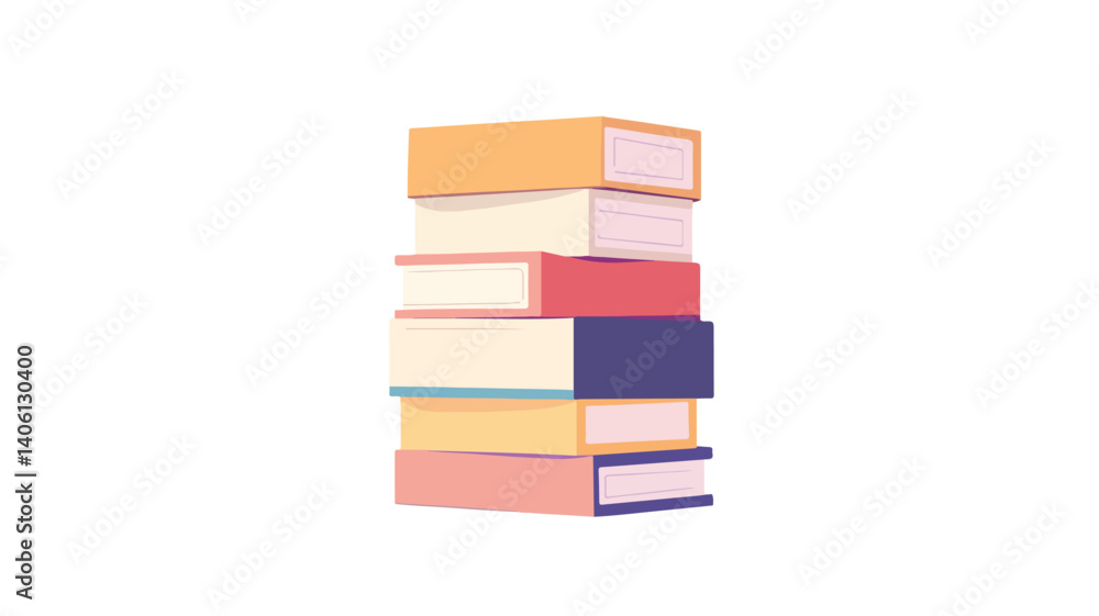 Fototapeta premium Stack of Carton Books Isolated Flat Vector Icon for Packaging Design