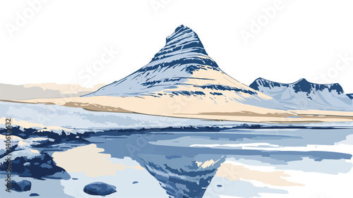 Tranquil Winter Scene Kirkjufell Mountain Relaxing Snowy Landscape Peaceful Nature