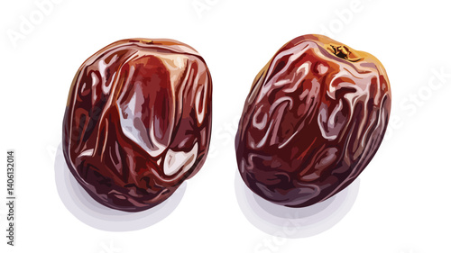 Two Dates Placed Side by Side on White Background
