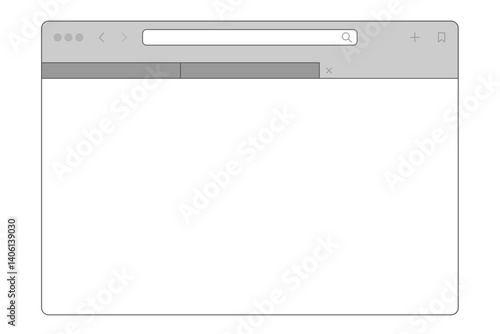 Generic web browser interface with tabs and URL bar with copy space vector