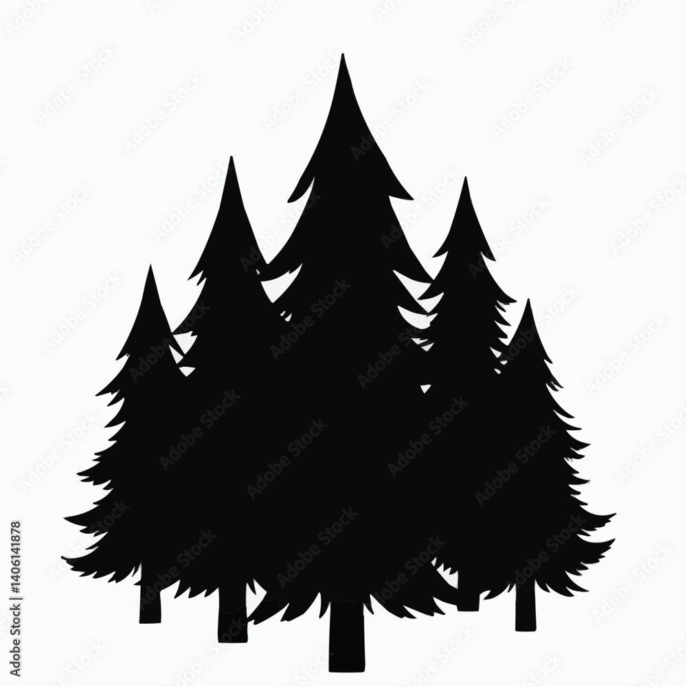 Obraz premium Four Pine Trees Silhouette