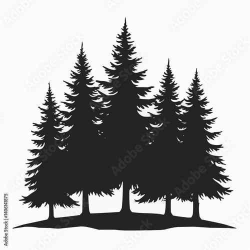 Four Pine Trees Silhouette

