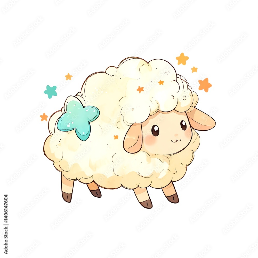 Adorable Fluffy Sheep Illustration Adorable Fluffy Sheep Illustration