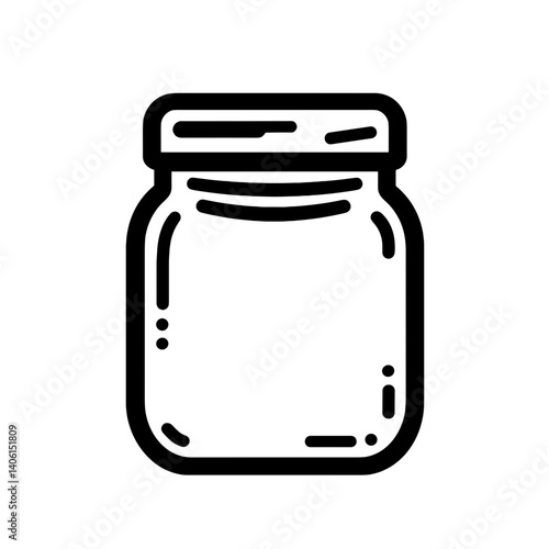 Simple black outline of a closed glass jar icon