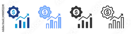 Economic Trends icon set multiple style collection