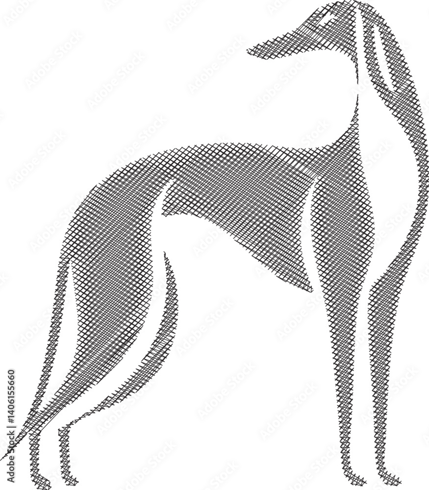 Fototapeta premium Afghan Hound Dog Scribble Style Illustration
