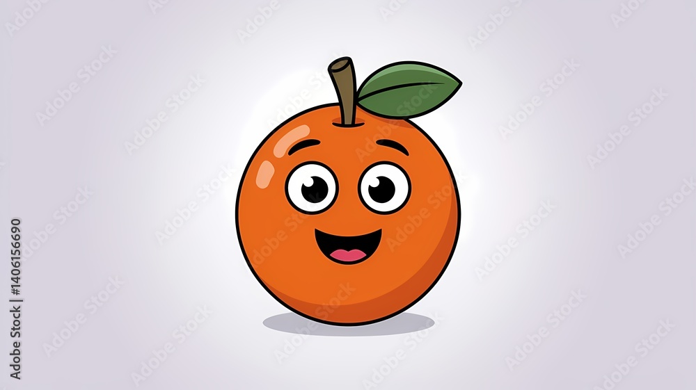 Obraz premium Happy orange cartoon character with a big smile and cheerful expression. 
