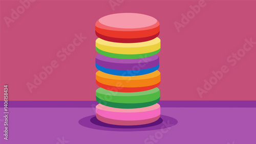 A mouthwatering tower of rainbowcolored macarons arranged in a stunning display for the ultimate #dessertgoals.. Vector illustration