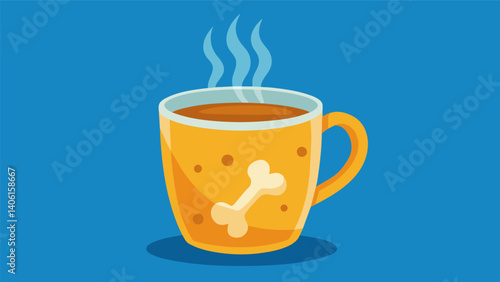 A cup of homemade bone broth filled with essential amino acids and minerals to support joint health and muscle recovery for athletes after intense. Vector illustration