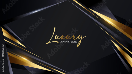 Black and Gold Premium Background. Innovative Flyer Premium Luxury Template. Cool Concept Design. Glorious Celebratory Template for Movie and Show. Luxurious Wedding Design. Gala Night.