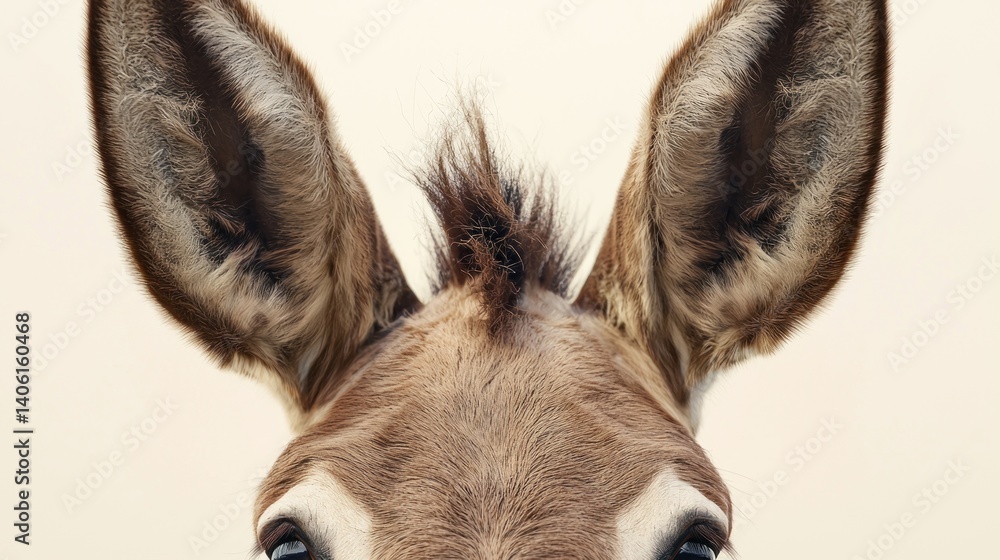 Naklejka premium Close-up portrait of a donkey's head and ears.