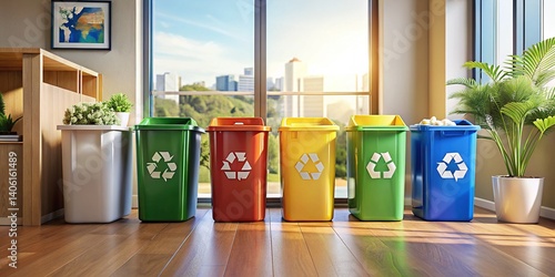 Wallpaper Mural Home Recycling Bins - Efficient Waste Sorting System Torontodigital.ca