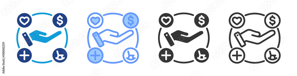 Flexible Benefit icon set multiple style collection Flexible Benefit icon set multiple style collection