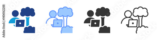 Work From Anywhere icon set multiple style collection