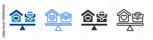 Work Life Balance icon set multiple style collection