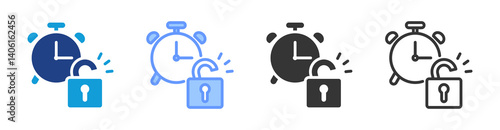 Flexible Hours icon set multiple style collection