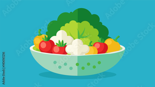 A flavorful combination of raw broccoli cauliflower and cherry tomatoes bursting with natural flavors.. Vector illustration