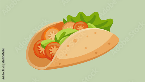 A mini whole grain pita pocket filled with hummus cucumber slices and shredded carrots for a wholesome and easytomake study snack.. Vector illustration