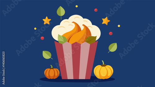A fancy twist on traditional popcorn featuring flavors like garlic truffle parmesan pumpkin e and rose pistachio.. Vector illustration