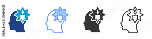 Enlightenment icon set multiple style collection