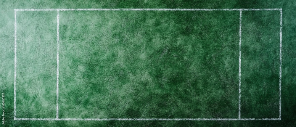 Fototapeta premium Flat lay of green football field texture with chalk lines, perfect for design mockup