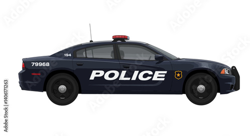 Police Car Modern Patrol Vehicle Cartoon Toy No Background Vector Transparent