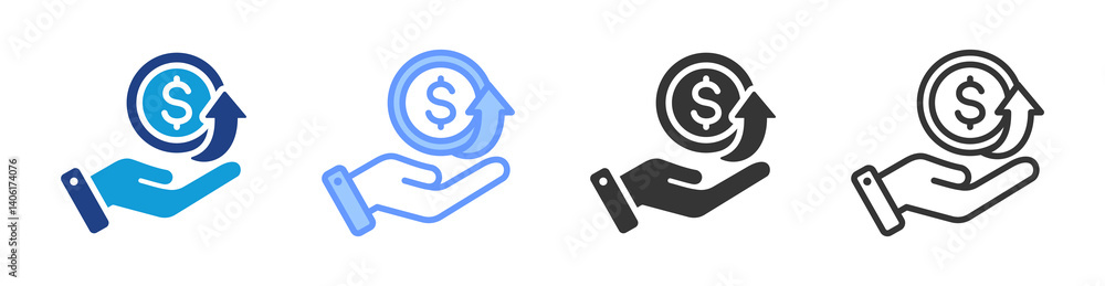 Revenue icon set multiple style collection Revenue icon set multiple style collection