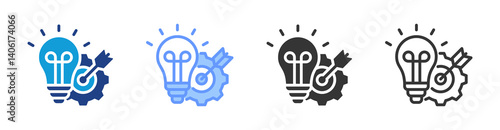 Strategy icon set multiple style collection