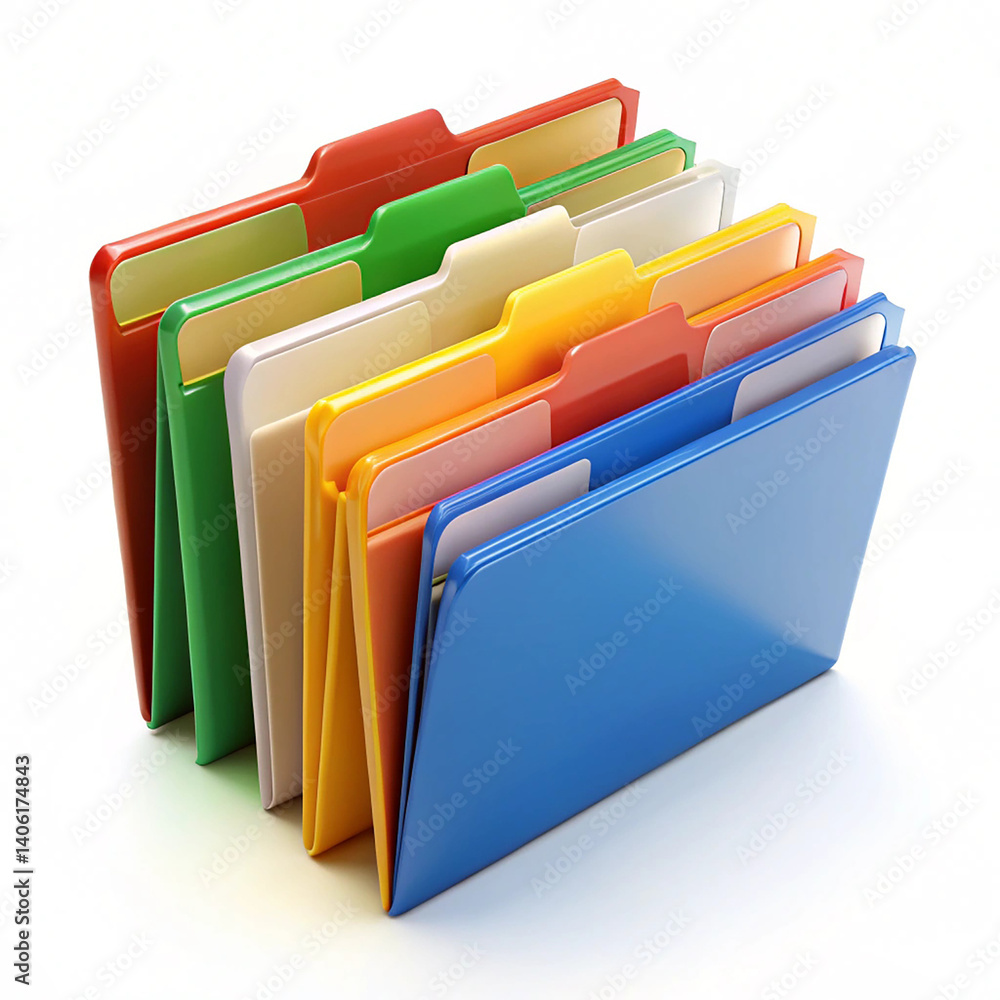 Plastic file folder set with color-coded tabs Plastic file folder set with color-coded tabs