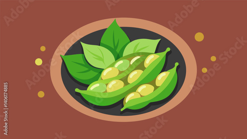 A display of roasted edamame lightly salted and perfect for satisfying cravings.. Vector illustration