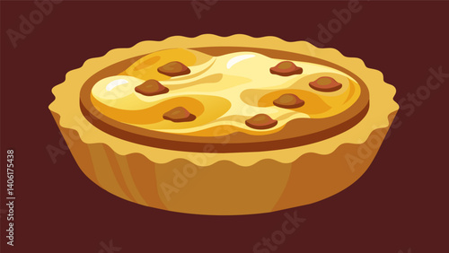 A mini quiche filled with gooey Gruyere cheese and caramelized onions a taste of the rich dishes from France.. Vector illustration