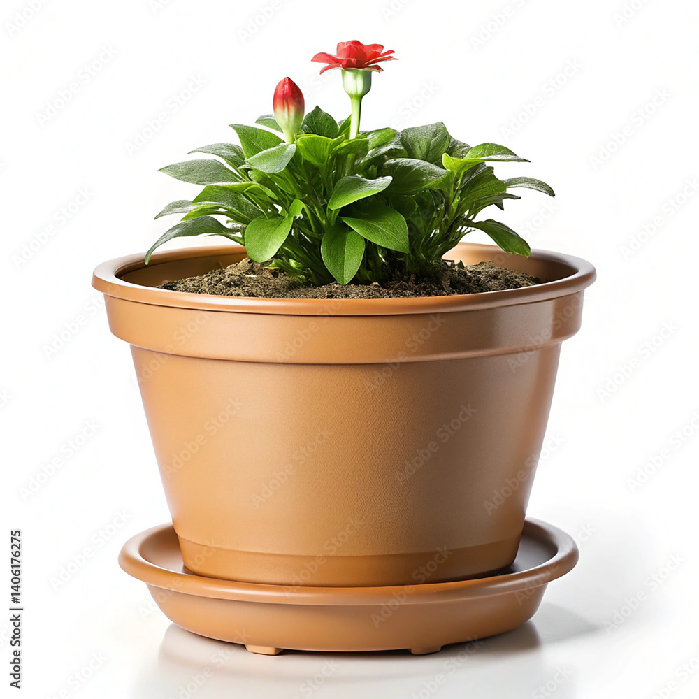 Fototapeta premium Plastic flower pot with a self-watering feature