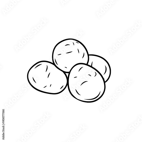 Four simple black outline potatoes icon