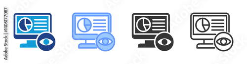 Monitoring icon set multiple style collection