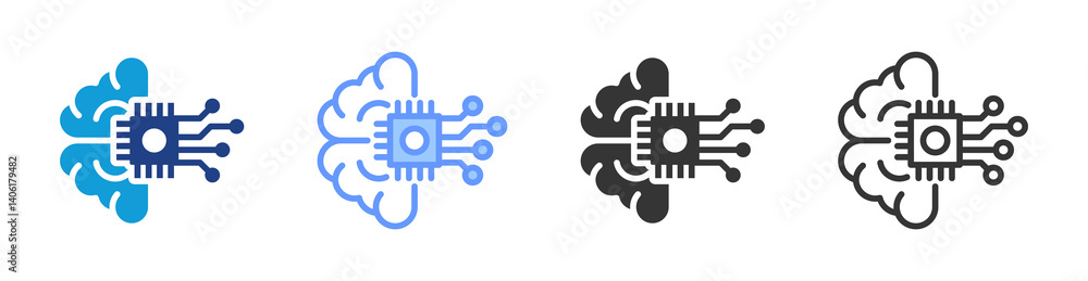 Machine Learning icon set multiple style collection Machine Learning icon set multiple style collection