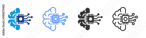 Machine Learning icon set multiple style collection