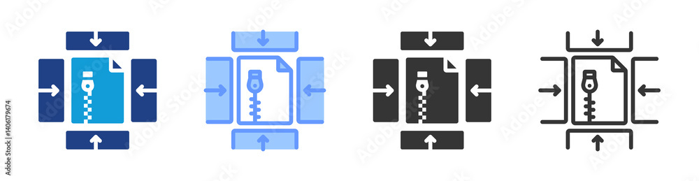 Data Compression icon set multiple style collection Data Compression icon set multiple style collection