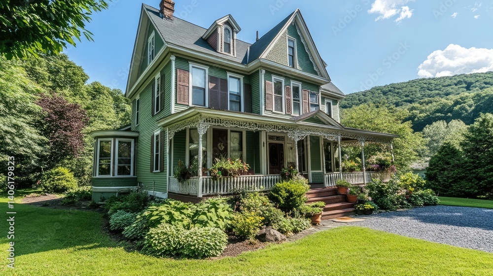 Victorian Green House on Hillside Victorian Green House on Hillside