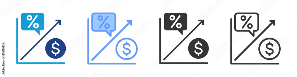 Growth Rate icon set multiple style collection Growth Rate icon set multiple style collection