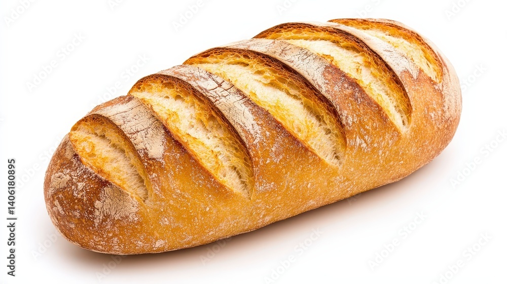 Freshly baked artisanal bread loaf with golden crust and soft interior displayed on a clean surface evoking a cozy bakery atmosphere Freshly baked artisanal bread loaf with golden crust and soft interior displayed on a clean surface evoking a cozy bakery atmosphere