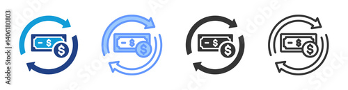 Cashflow icon set multiple style collection
