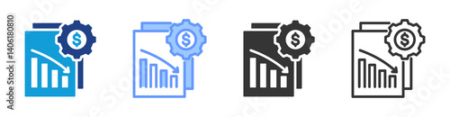 Depreciation icon set multiple style collection