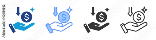 Net Income icon set multiple style collection