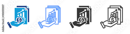 Profit Margin icon set multiple style collection