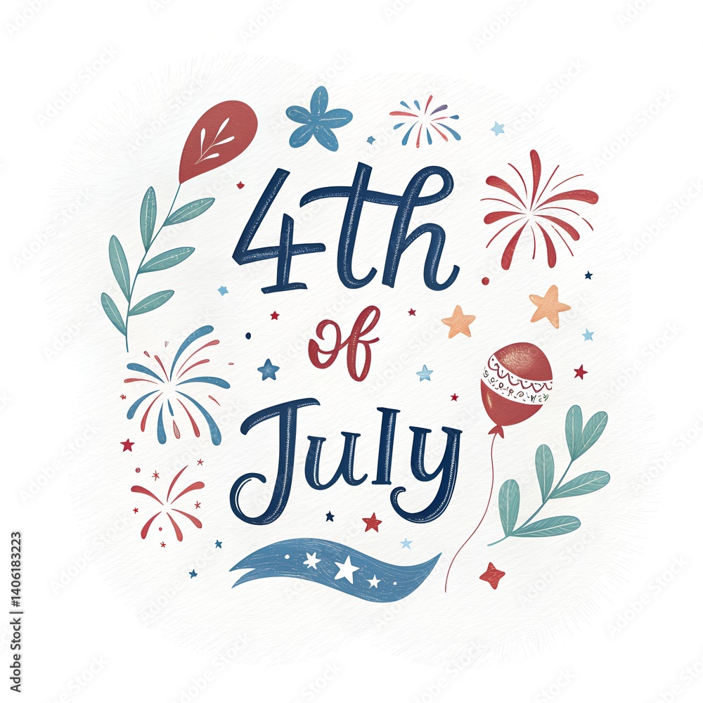 Obraz premium 4th july independence day wishing card