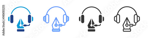 Literary Agent icon set multiple style collection