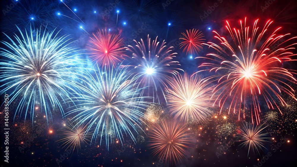 Fototapeta premium 4th of july fireworks in the sky